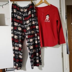 Betty Boop Coca-Cola Sleepwear Pajamas Top Pants XL